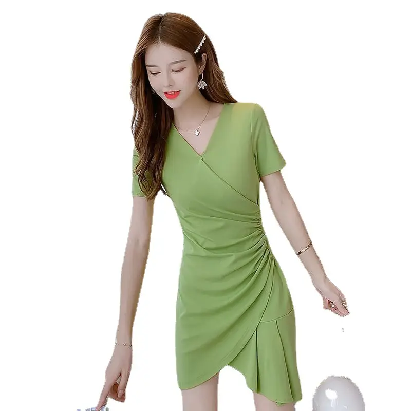 2025 Black V-Neck Slimming Dress with Little Skirt - Image 7