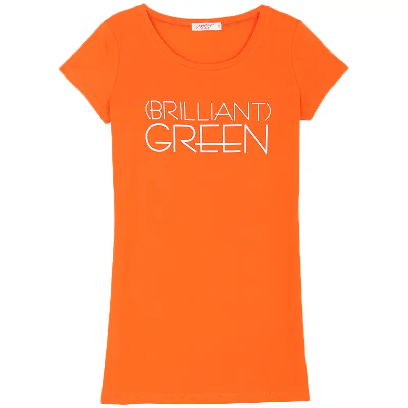 Women Cotton Letter T-Shirt Orange Large - Image 10