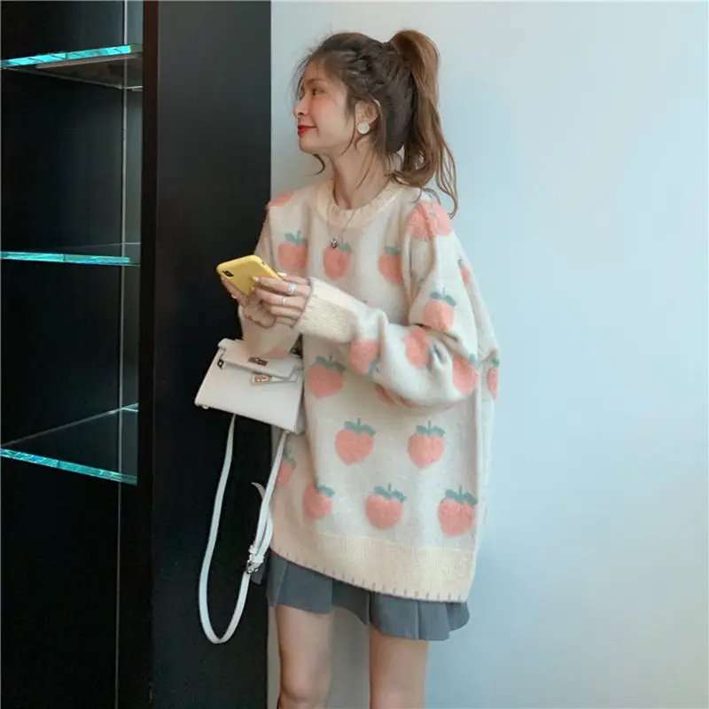 Peach Knitted Women's Pullover Sweater 2023 Winter — feature 10