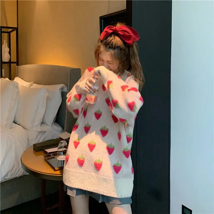 Peach Knitted Women's Pullover Sweater 2023 Winter — feature 6