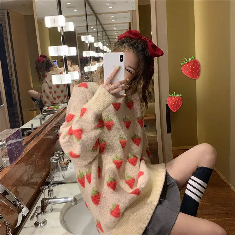 Peach Knitted Women's Pullover Sweater 2023 Winter — feature 7