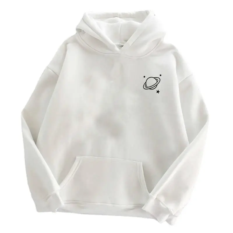 Black Fleece Hoodie Women's Winter Loose Fit