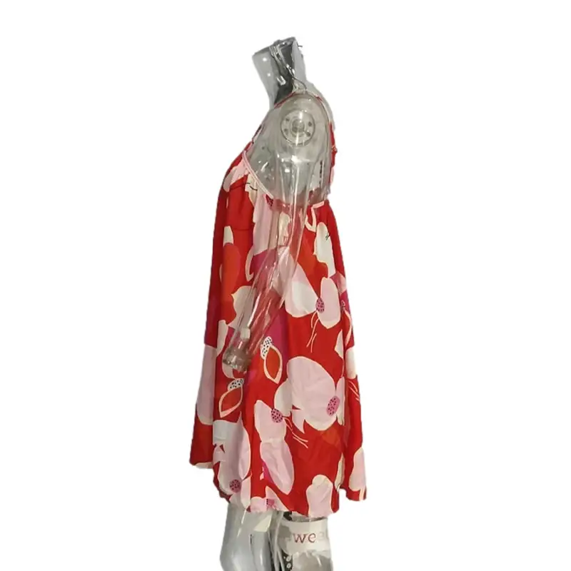 Red Floral Strapless Summer Dress for Women — feature 12