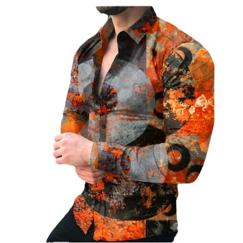 Men's Black Gold Baroque Long Sleeve Shirt