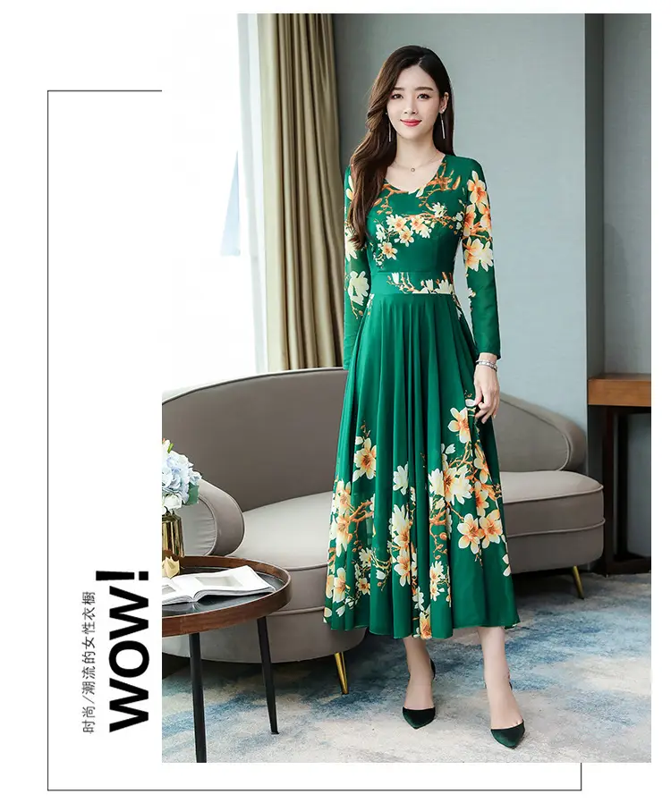 2025 Long Sleeve Floral Red Dress for Women — feature 10