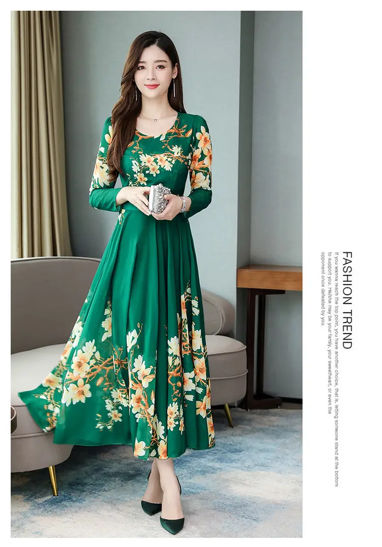 2025 Long Sleeve Floral Red Dress for Women — feature 11