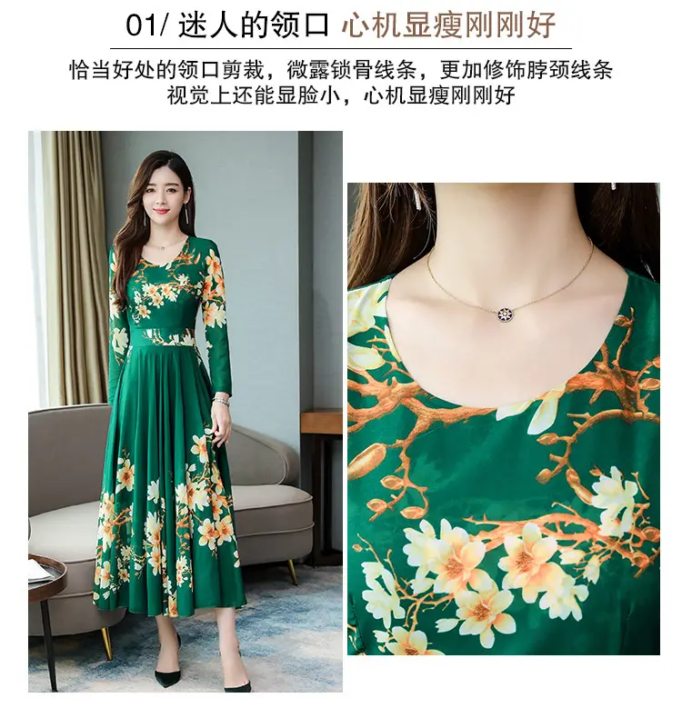 2025 Long Sleeve Floral Red Dress for Women — feature 3