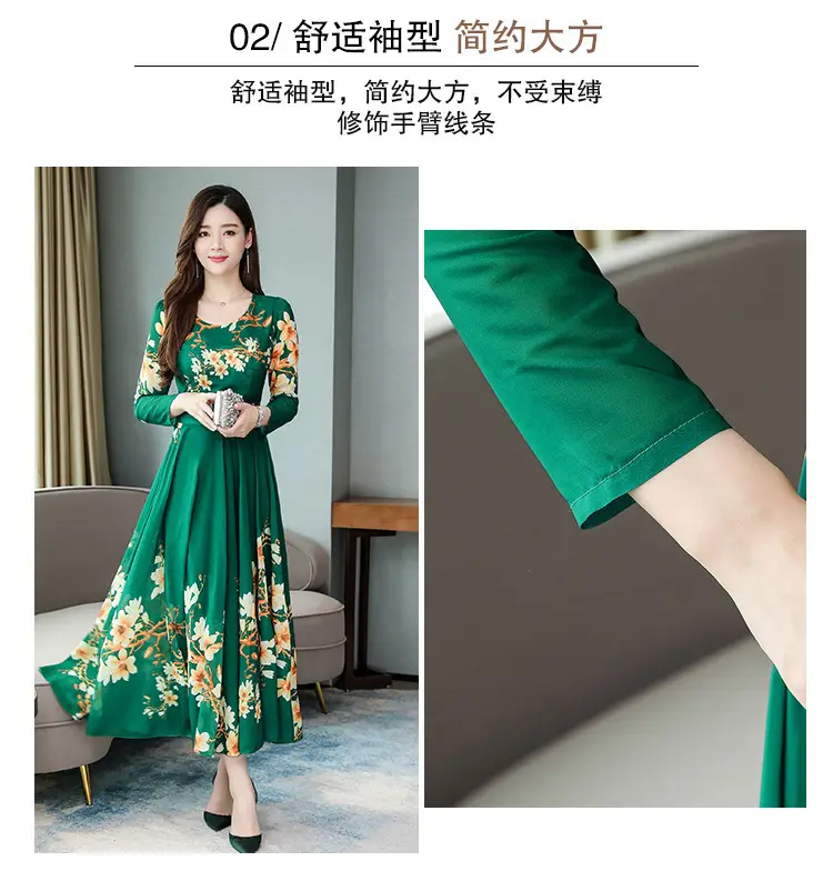 2025 Long Sleeve Floral Red Dress for Women — feature 4