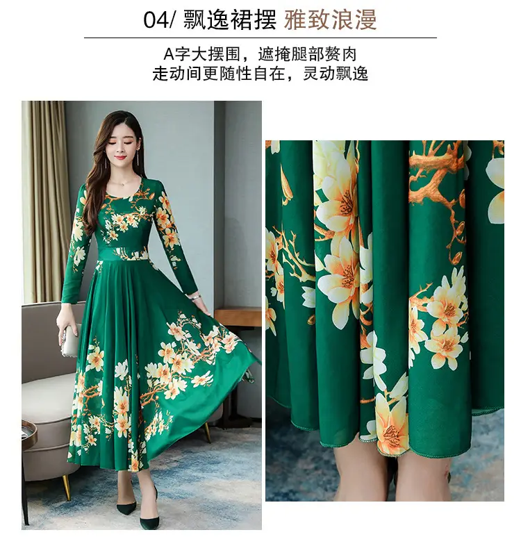 2025 Long Sleeve Floral Red Dress for Women — feature 6