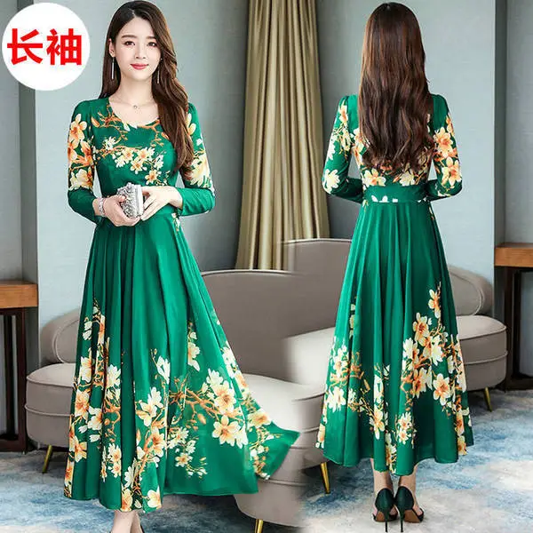 2025 Long Sleeve Floral Red Dress for Women - Image 2