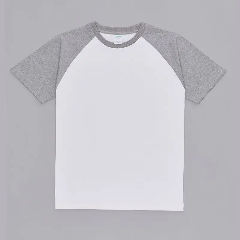 230g Raglan T-Shirt White Black Cotton Loose Fit