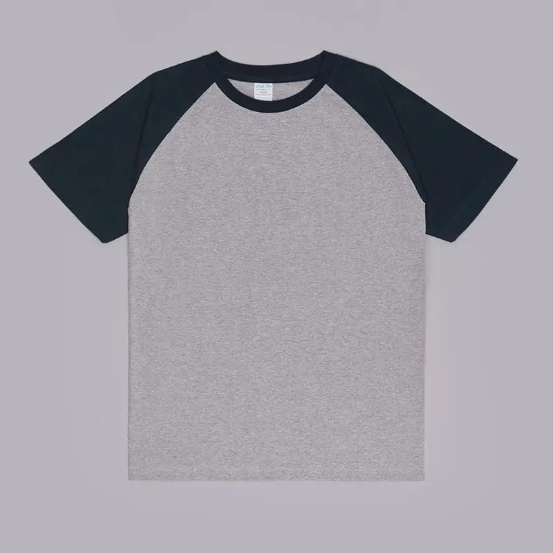 230g Raglan T-Shirt White Black Cotton Loose Fit