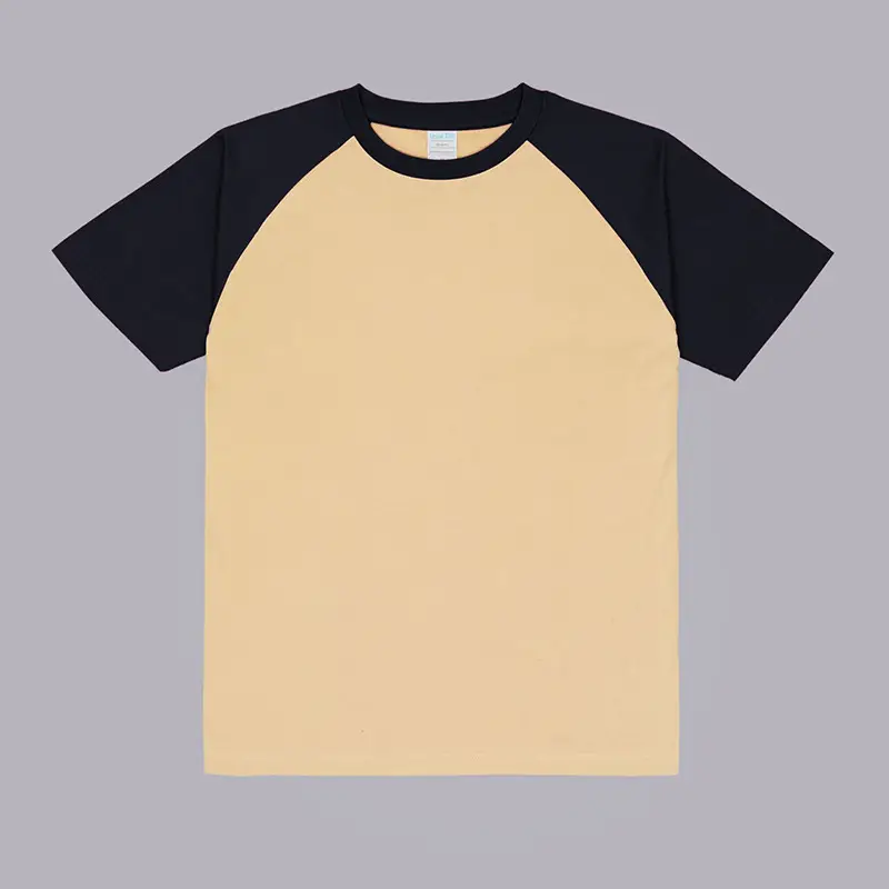 230g Raglan T-Shirt White Black Cotton Loose Fit