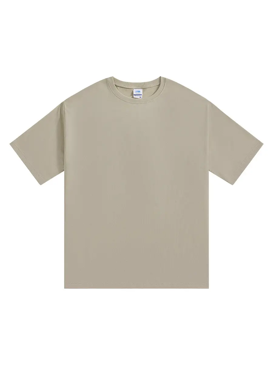 Men's Plain Cotton T-Shirt Beige 270g - Image 9