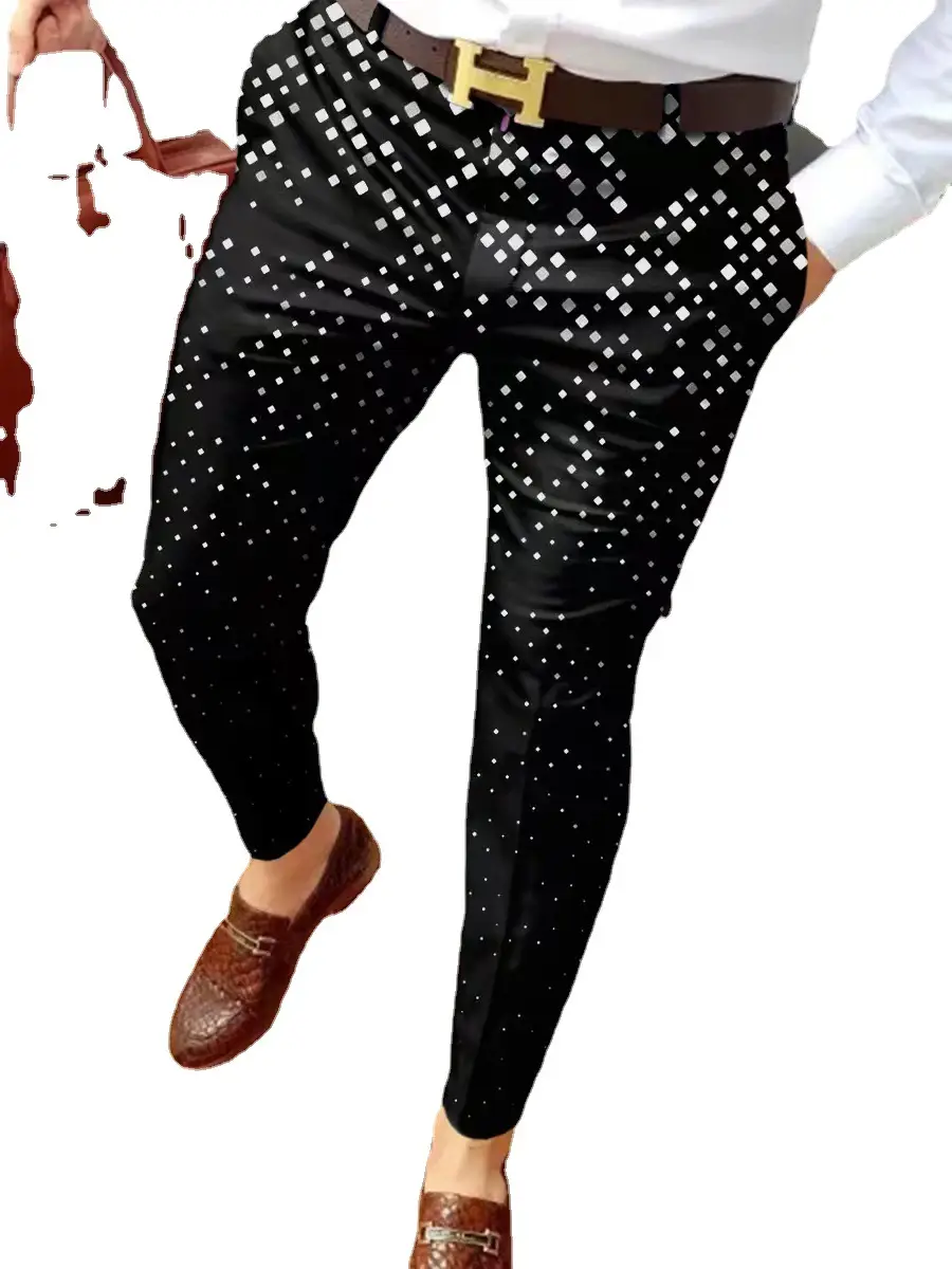 2023 Men's Printed Micro-Elastic Mid-Waist Trousers - Image 32