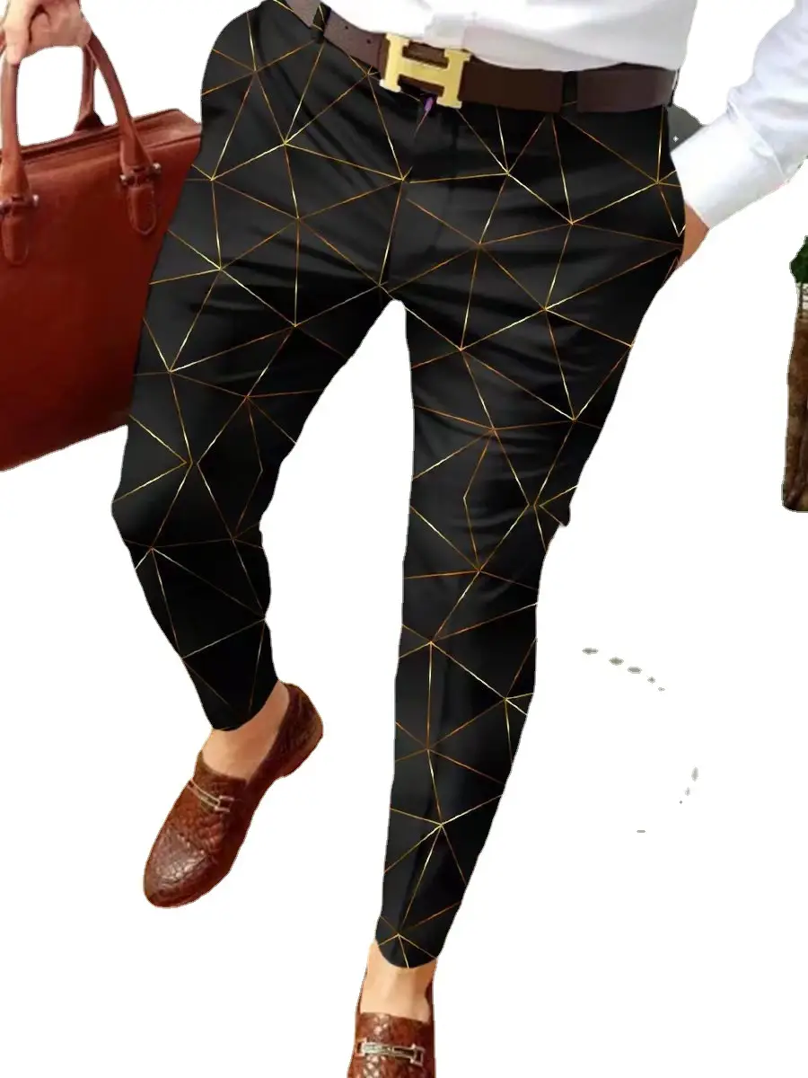 2023 Men's Printed Micro-Elastic Mid-Waist Trousers - Image 33