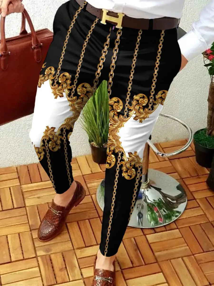 2023 Men's Printed Micro-Elastic Mid-Waist Trousers - Image 12