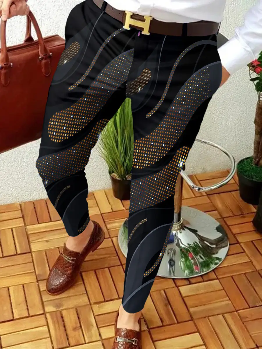 2023 Men's Printed Micro-Elastic Mid-Waist Trousers - Image 14