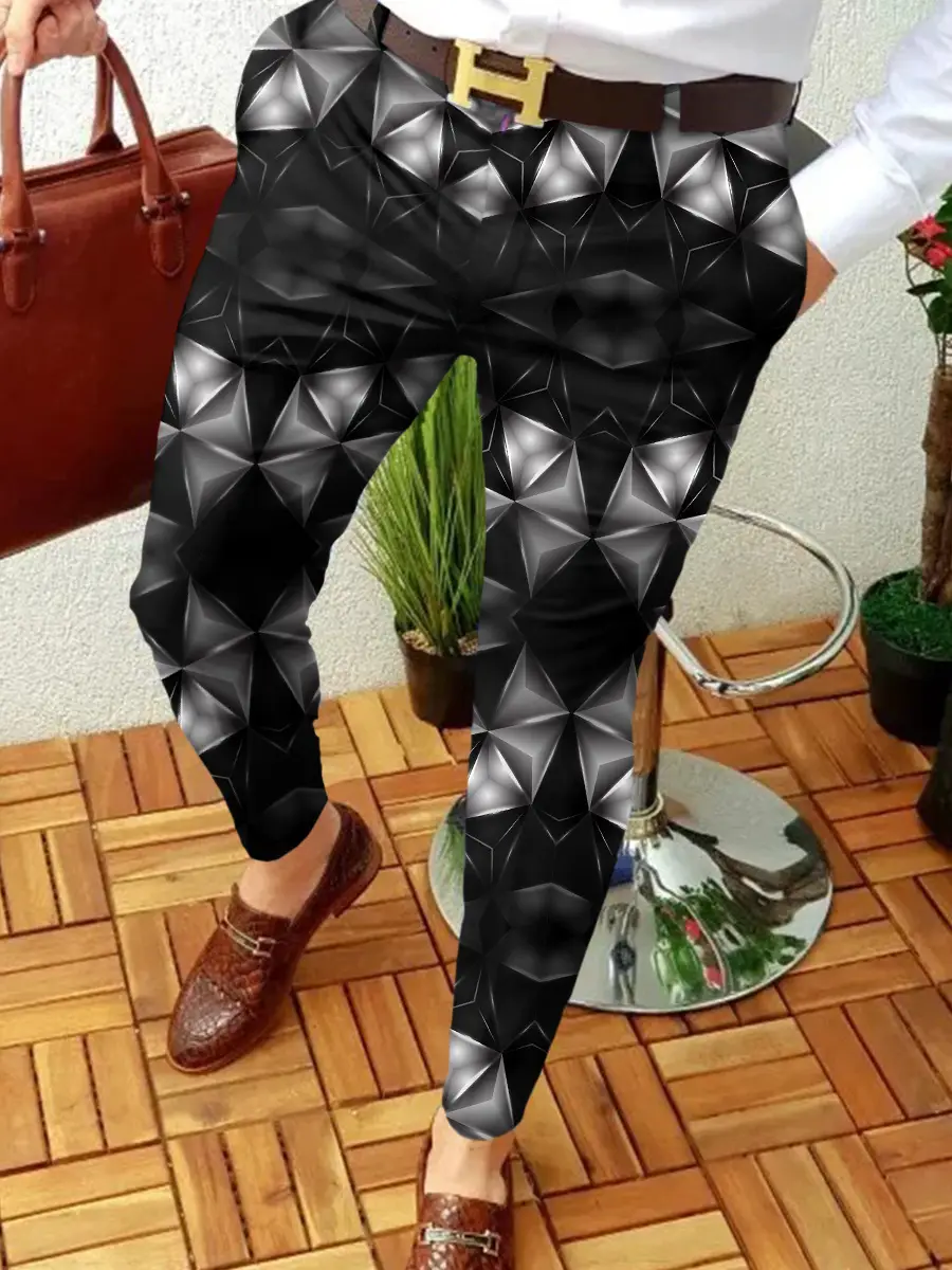 2023 Men's Printed Micro-Elastic Mid-Waist Trousers - Image 15
