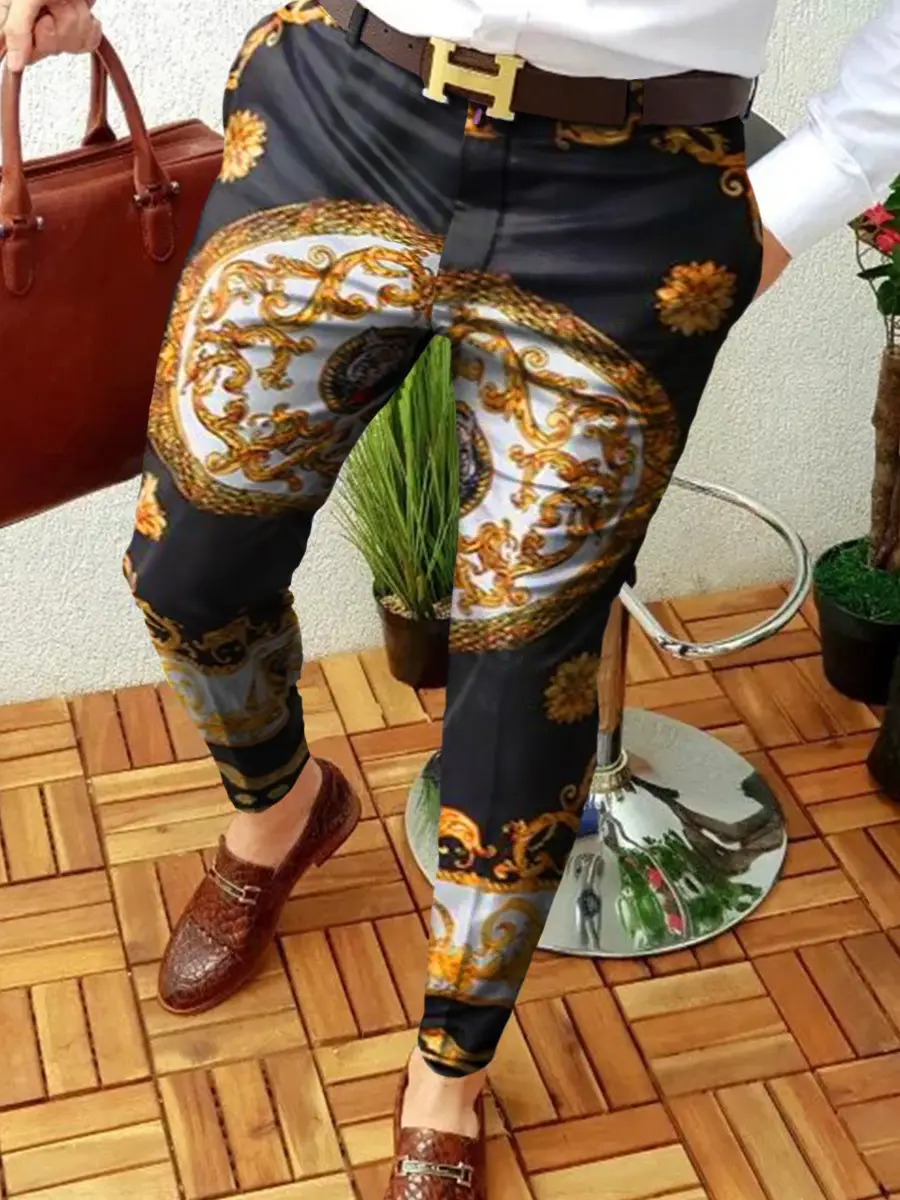2023 Men's Printed Micro-Elastic Mid-Waist Trousers - Image 17
