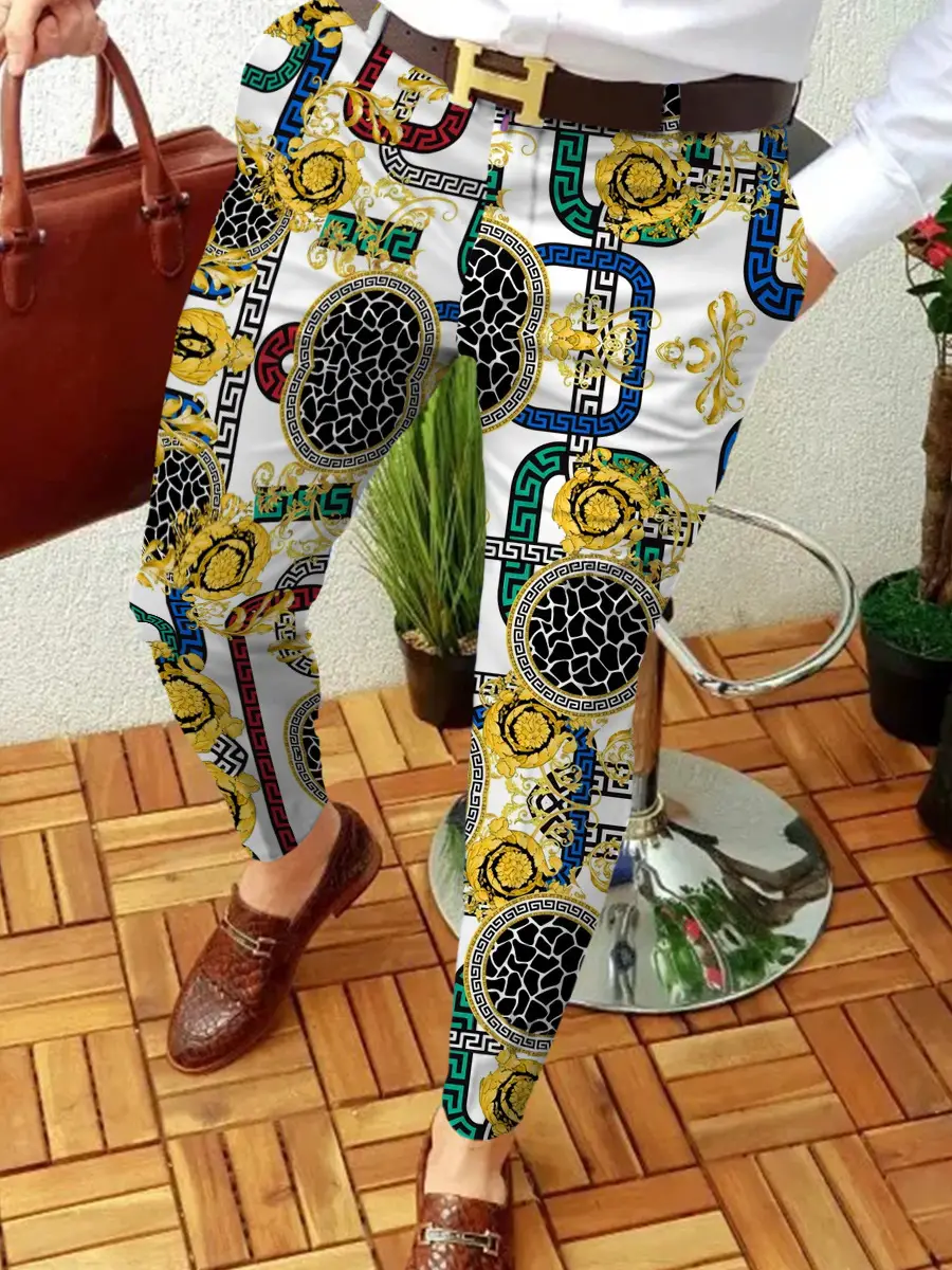 2023 Men's Printed Micro-Elastic Mid-Waist Trousers - Image 18