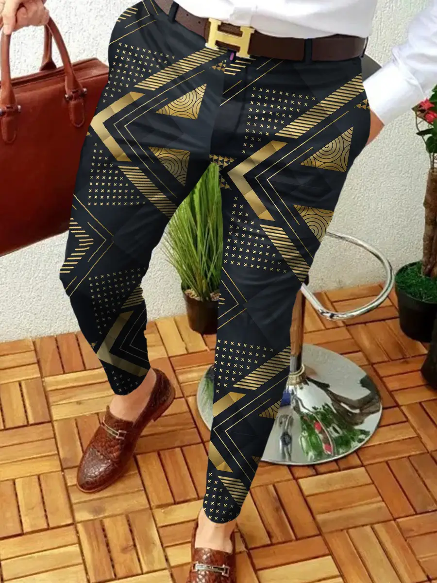 2023 Men's Printed Micro-Elastic Mid-Waist Trousers - Image 19