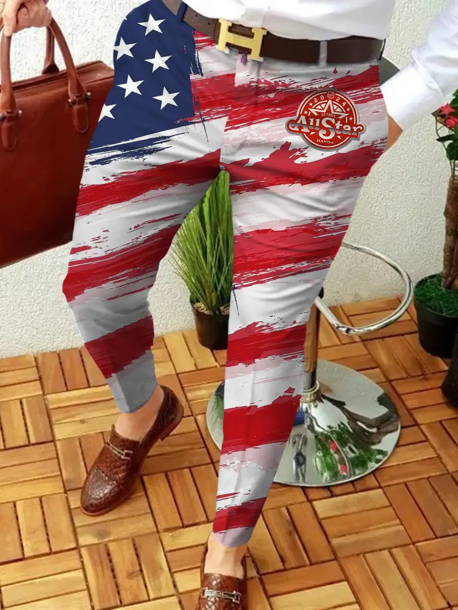 2023 Men's Printed Micro-Elastic Mid-Waist Trousers - Image 23