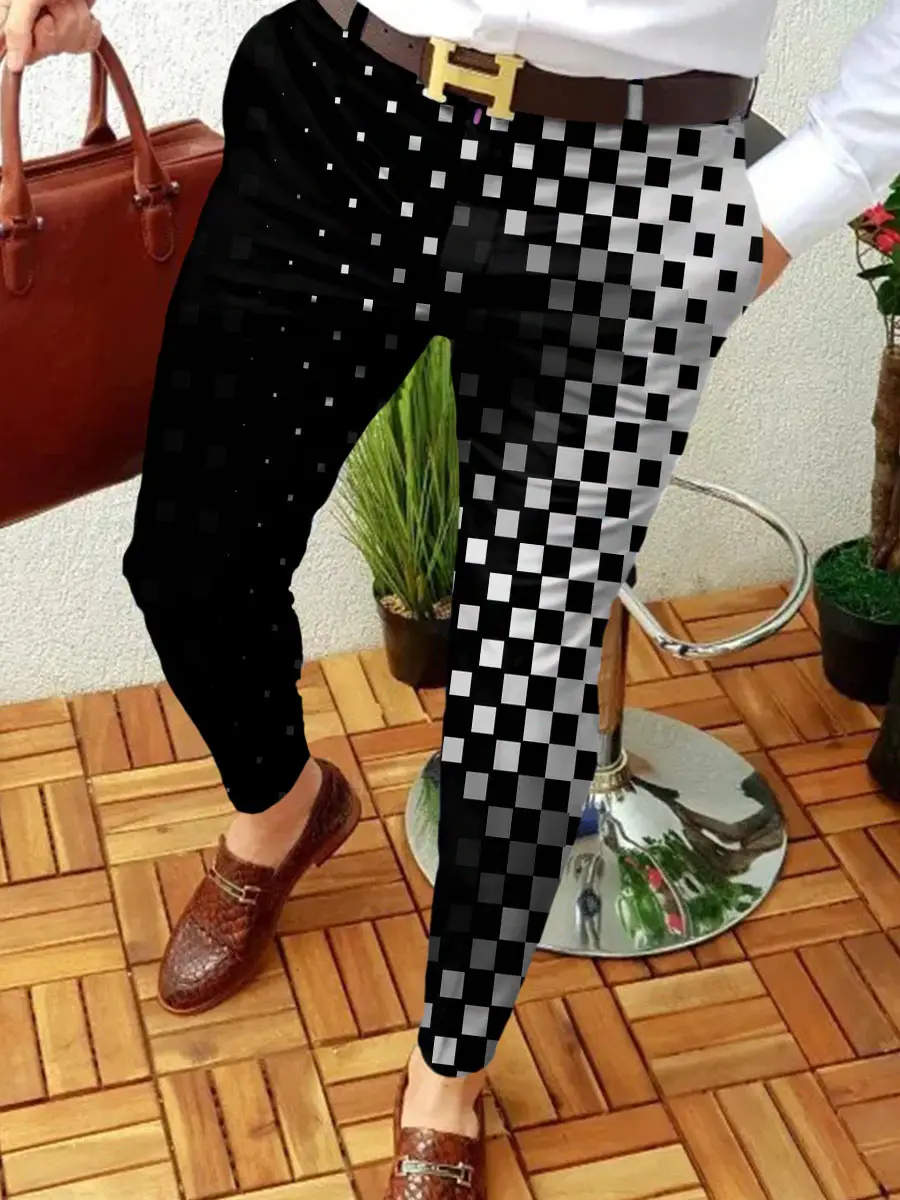 2023 Men's Printed Micro-Elastic Mid-Waist Trousers - Image 24