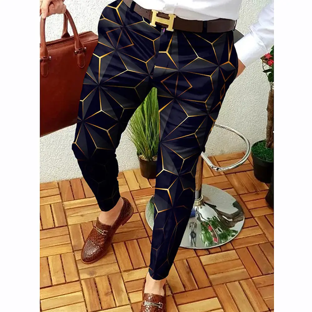 2023 Men's Printed Micro-Elastic Mid-Waist Trousers - Image 26