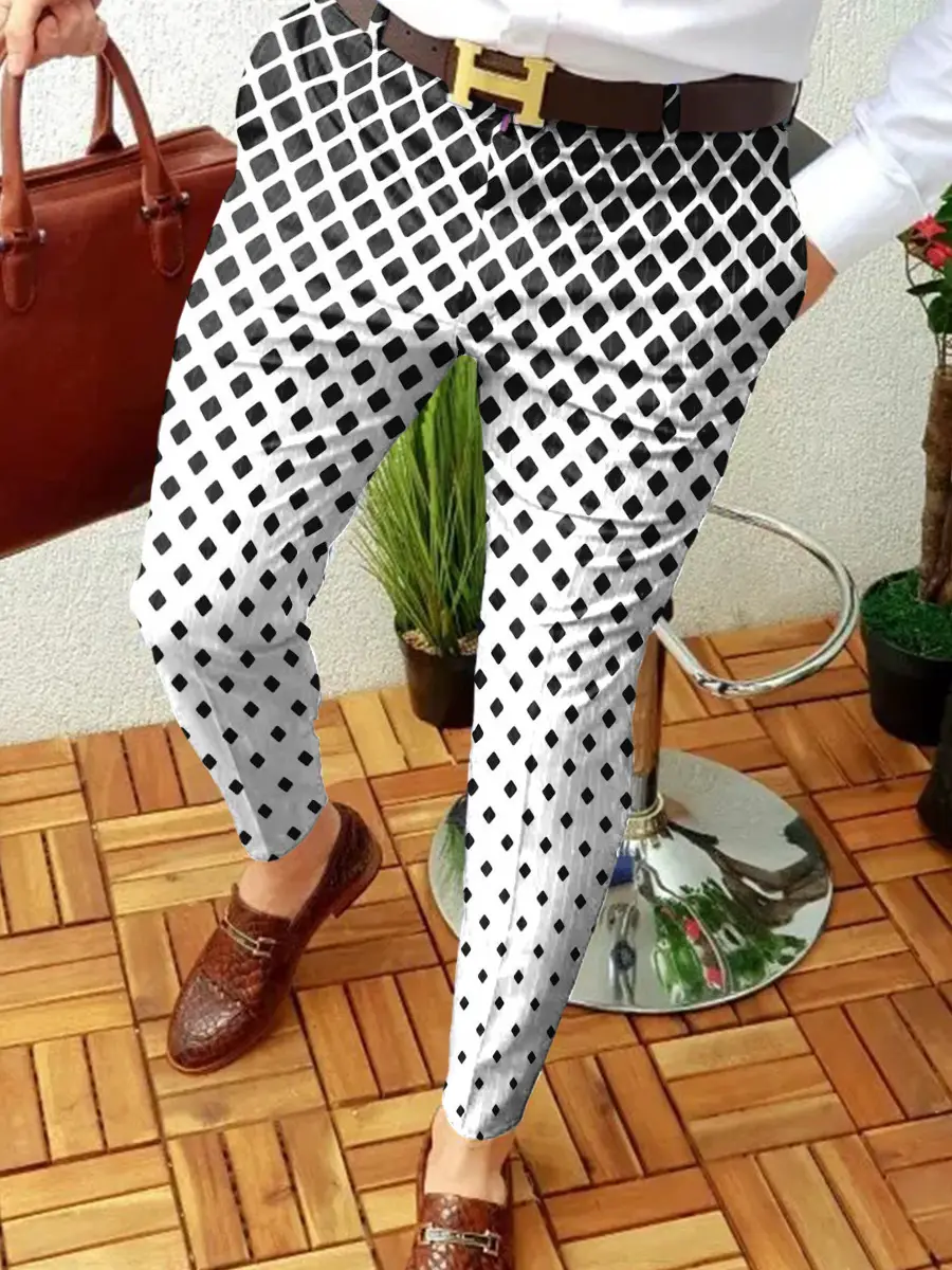 2023 Men's Printed Micro-Elastic Mid-Waist Trousers - Image 27