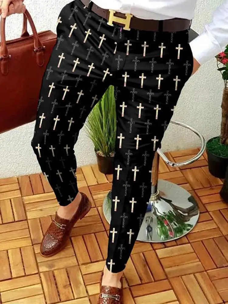 2023 Men's Printed Micro-Elastic Mid-Waist Trousers - Image 28