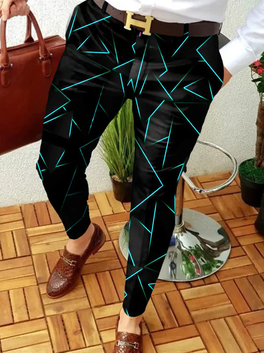 2023 Men's Printed Micro-Elastic Mid-Waist Trousers - Image 29