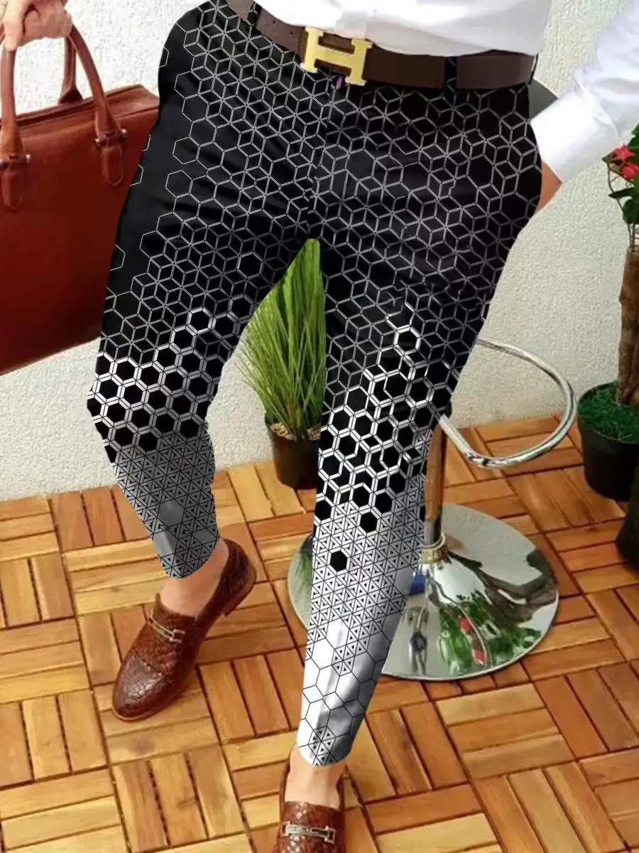 2023 Men's Printed Micro-Elastic Mid-Waist Trousers - Image 3