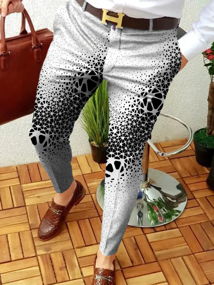 2023 Men's Printed Micro-Elastic Mid-Waist Trousers - Image 4