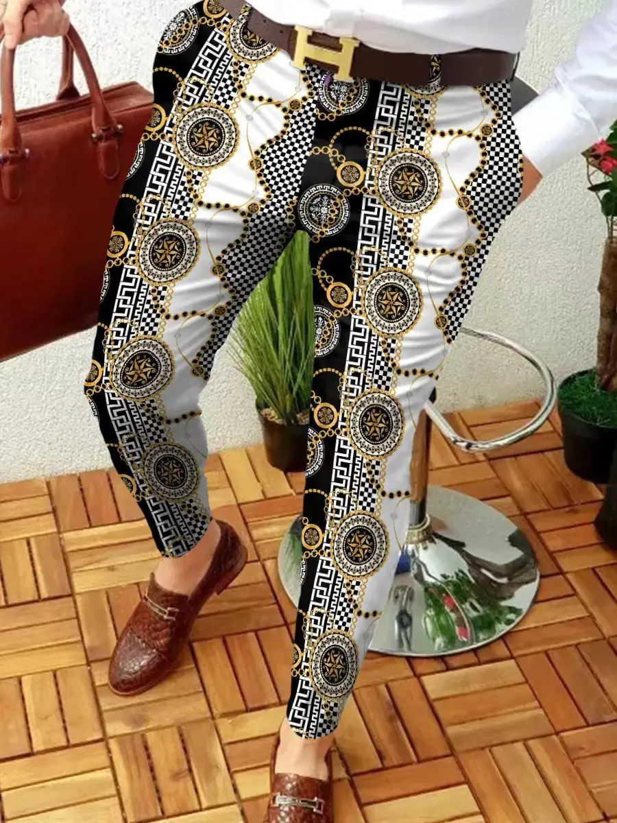 2023 Men's Printed Micro-Elastic Mid-Waist Trousers - Image 5