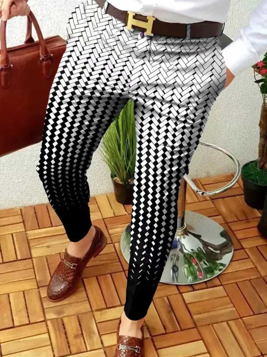 2023 Men's Printed Micro-Elastic Mid-Waist Trousers - Image 8