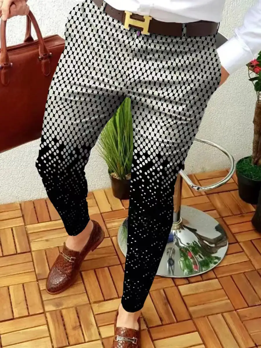 2023 Men's Printed Micro-Elastic Mid-Waist Trousers - Image 9