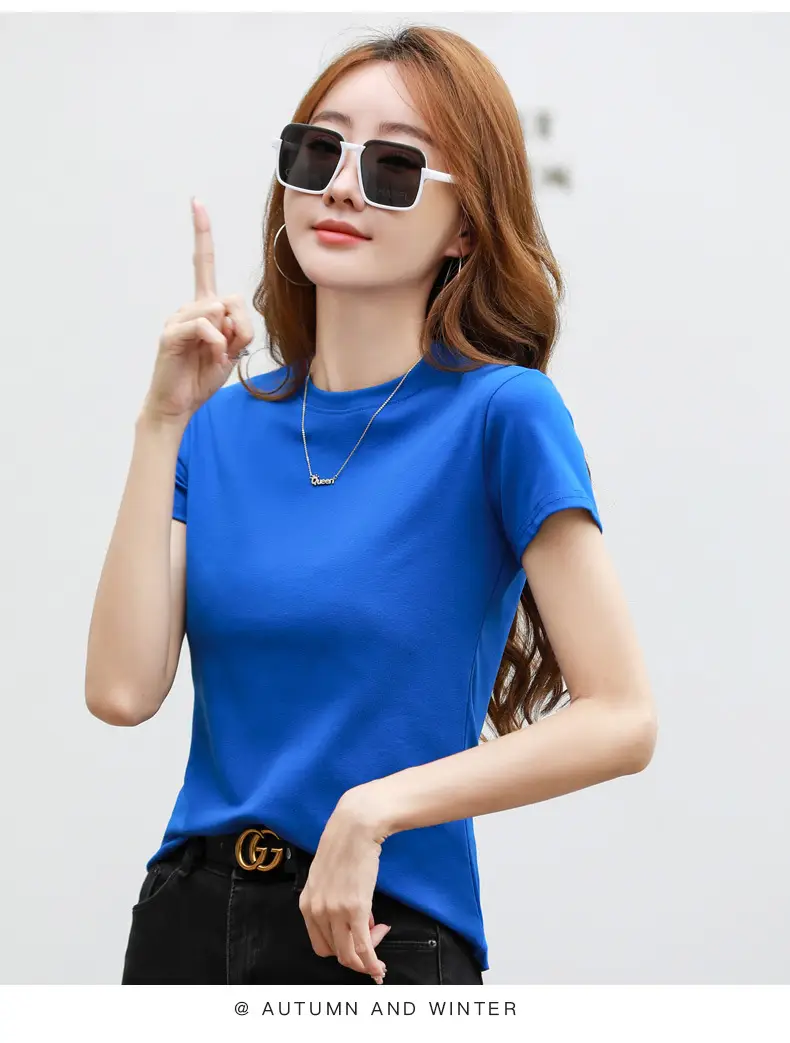 Women Blue Slim Fit T-Shirt Summer Wear — feature 23