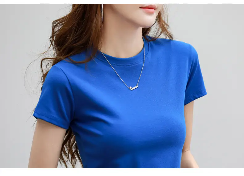 Women Blue Slim Fit T-Shirt Summer Wear — feature 24