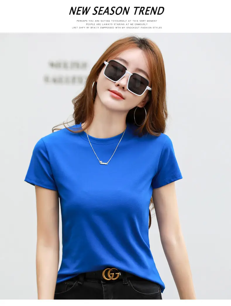 Women Blue Slim Fit T-Shirt Summer Wear — feature 25