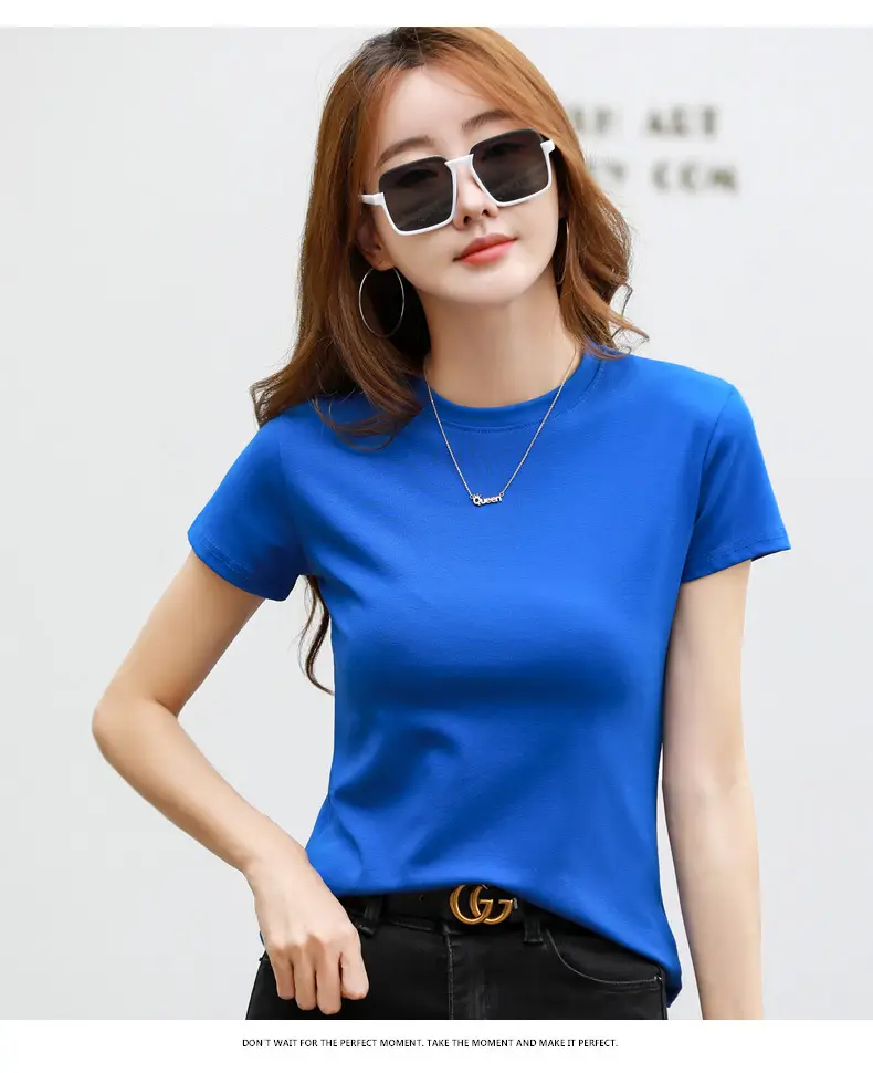 Women Blue Slim Fit T-Shirt Summer Wear — feature 26