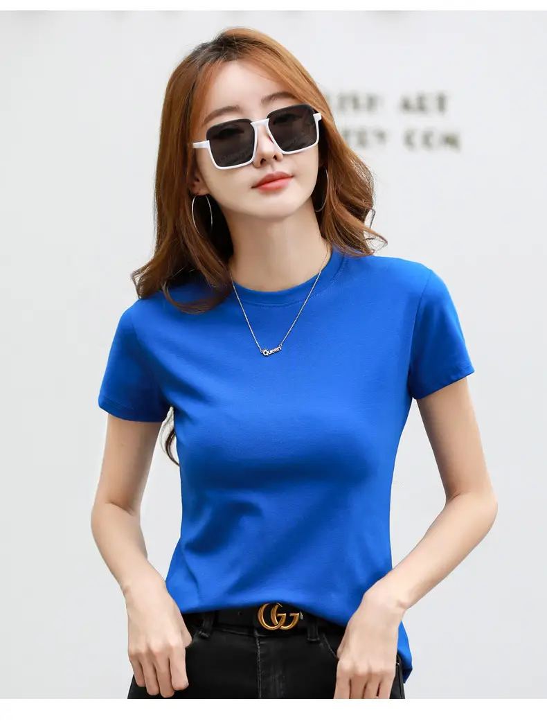 Women Blue Slim Fit T-Shirt Summer Wear — feature 27