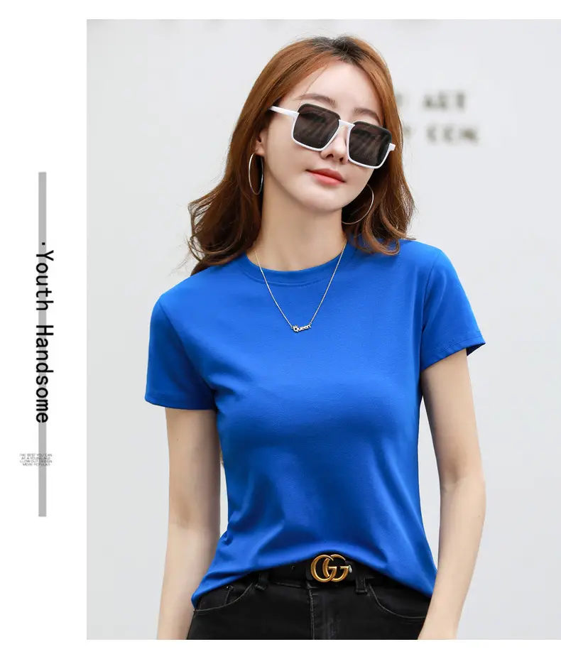 Women Blue Slim Fit T-Shirt Summer Wear — feature 28