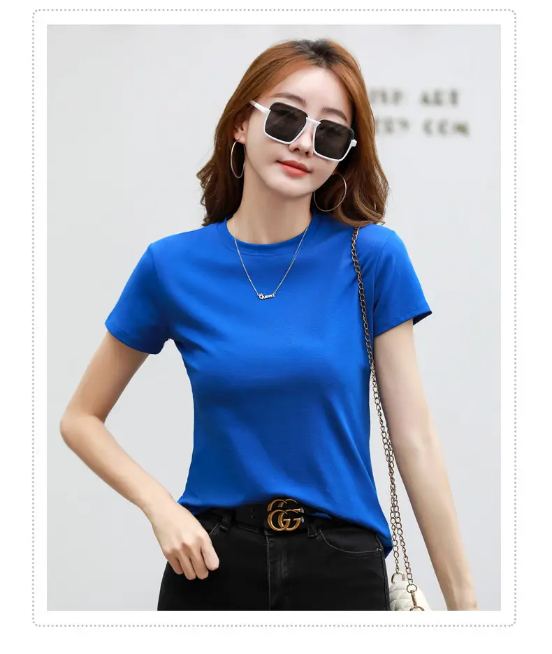 Women Blue Slim Fit T-Shirt Summer Wear — feature 29