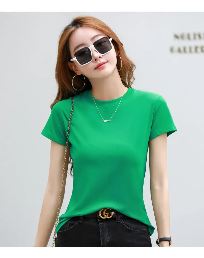 Women Blue Slim Fit T-Shirt Summer Wear — feature 30