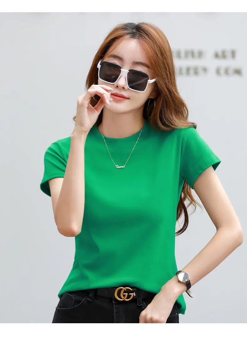 Women Blue Slim Fit T-Shirt Summer Wear — feature 32