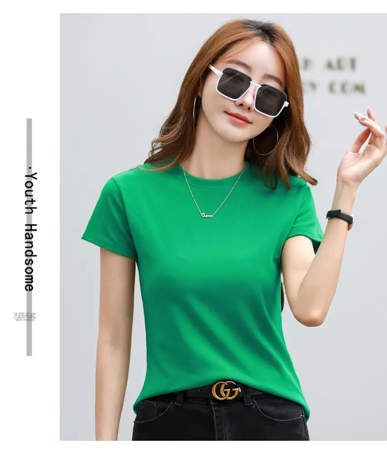 Women Blue Slim Fit T-Shirt Summer Wear — feature 36