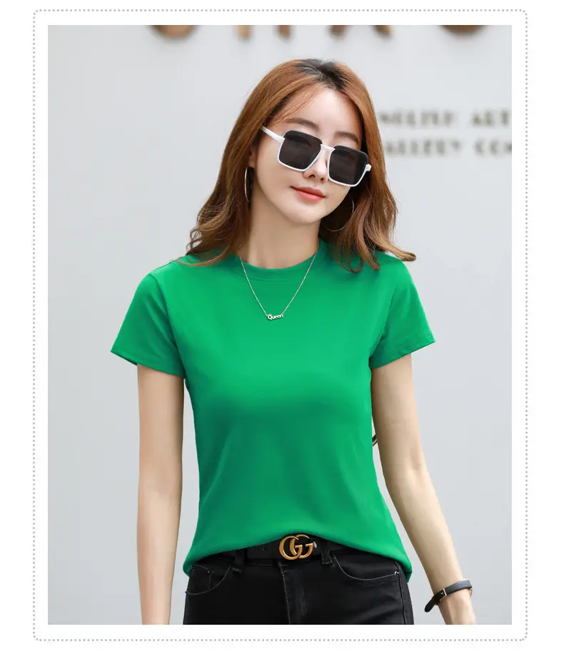Women Blue Slim Fit T-Shirt Summer Wear — feature 37