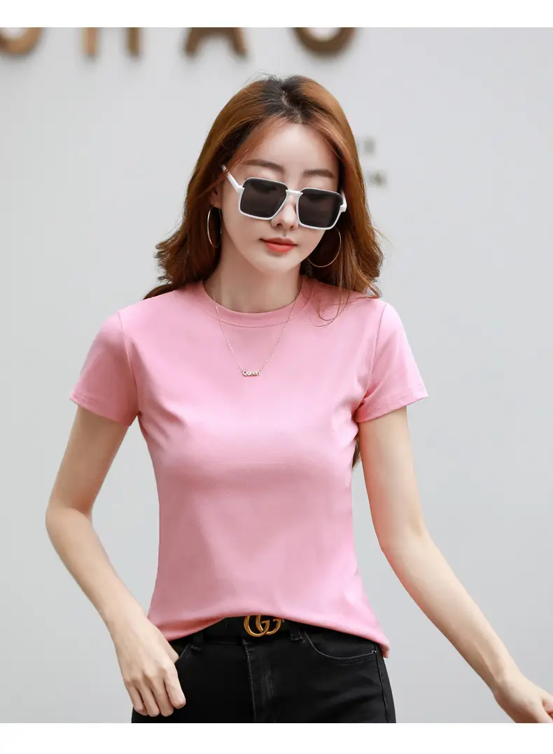 Women Blue Slim Fit T-Shirt Summer Wear — feature 38