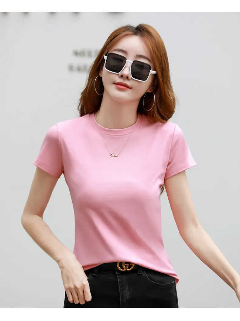 Women Blue Slim Fit T-Shirt Summer Wear — feature 43
